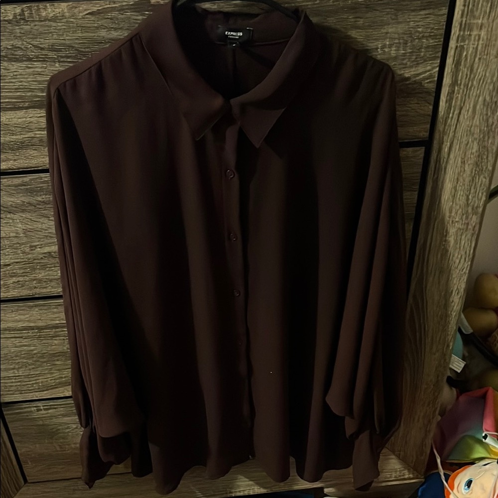 Express Brown Blouse Relaxed Fit